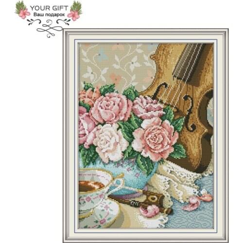 Joy Sunday J460 Violin 14CT 11CT Counted and Stamped Violin Needlework Joy Sunday Cross Stitch Kits