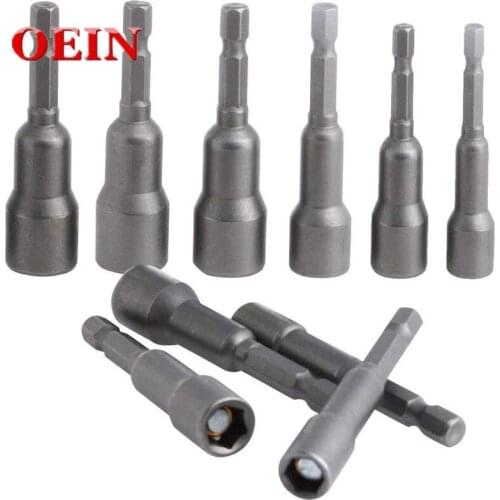 10Pcs Pneumatic Strong Power netic Nut Driver Drill Bits Set 6mm-17mm Driver Hex Shank 1/4 Inch