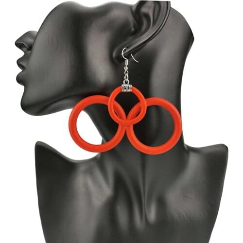 UKEBAY New Red Circle Earrings Big Earrings Women Rubber Jewelry Original Design Handmade Earring Drop Jewellery Ear Accessories