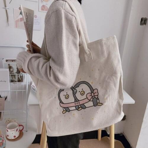 New large-capacity animal print canvas shoulder bags handbag all-match shopping bag