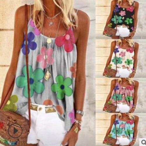 Flowers Vest Loose Plus Size Oversize Spring Autumn Summer Vintage Clothes For Women T-Shirt Tops Blouses Vetement Femme 2021