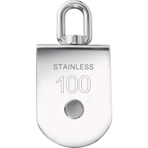 M100 Lifting Single Pulley Roller Loading 3300Ibs, 304 Stainless Steel Heavy Duty Single Wheel Swivel Lifting Rope Pulley Block