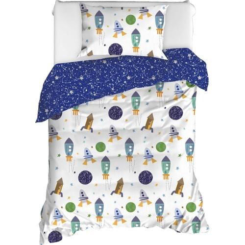 Enlora 100 Natural Cotton Duvet Cover Set Single Personality Spacex Ranforce Navy Blue Child Teenage room 160x220 cm