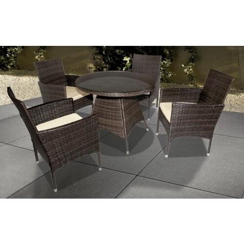 Shiito - Set of terrace and garden composed of 5 pieces. Model PERU. It has 1 dining table + 4 chairs with arms