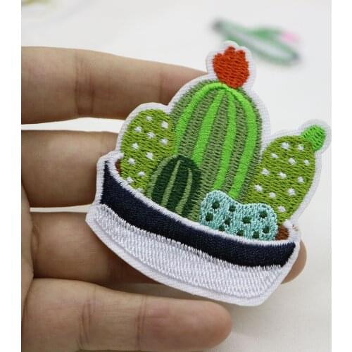 Cute Ironing cactus embroidery Patches for clothing DIY iron on cute embroidered patch applique for clothes decoration