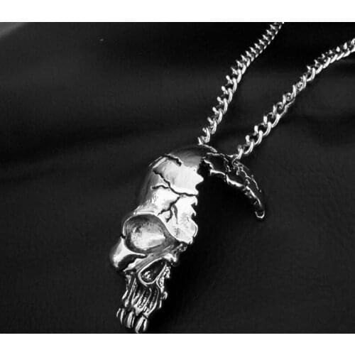 Vintage Gothic Skull Pendant Necklace Stainless Steel Chain Necklaces Men Fashion Jewelry Accessories