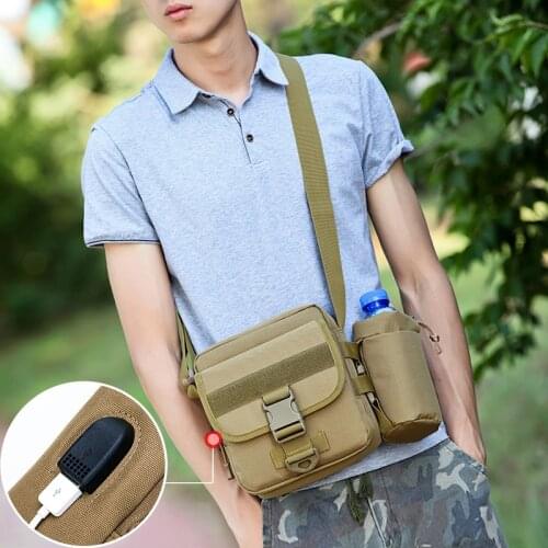 600D Waterproof Fishing Bag USB Charging 2 in 1 Military Tactical Bag With Water Bottle Bags Oxford Camping Hiking Bag XA134G