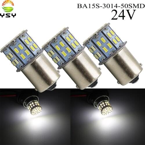 YSY 100X DC 24V p21w 1156 1157 BA15S BAY15D 3014 50 Smd Bulbs For Car Turn Signal Lights Brake lamp Parking Lights White