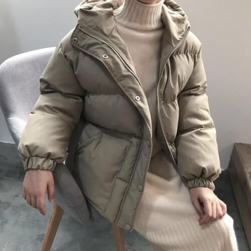 2020 Womens Jacket Streetwear Casual Padded Winter Warm Coat Femme Black Parkas with Sashes Hooded Korean Style Women Clothing
