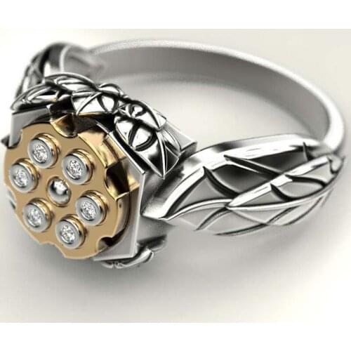 Gothic Vintage Silver Color Flower Leaf Boho Rings For Women Elegant White Crystal Zircon Wedding Rings Fashion Jewelry D5M523