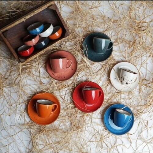 18 piece Turkish coffee cup Sets 6 Cup 6 cup saucer 6 delight plate-6 personality Greek Turkish coffee cup set