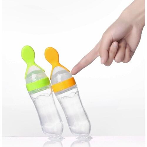 90ml Baby Squeezing Feeding Spoon Silicone Feeding Bottle Training Spoon Infant Cereal Food Feeder Supplement Safe Tableware