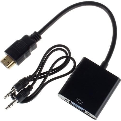 White black HDMI to VGA Converter Adapter With Audio USB Cable 1080P for PC High Quality 3.5 audio socket to R + L 30pcs/lot