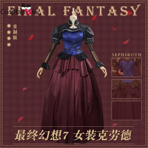 Anime! Final Fantasy 7 Remake Cloud Strife Party Dress Elegance Blue Uniform Cosplay Costume Women Halloween Free Shipping 2020
