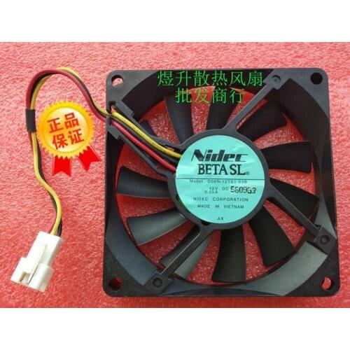 Nidec D08R-12TS1 03B DC 12V 0.09A 8CM 80 * 80 * 15mm 3 Lines Silent Cooling Fan