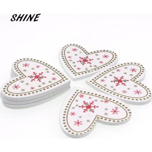 SHINE Wooden Sewing Buttons Scrapbooking Heart Colorful Mixed Two Holes 35 x 33mm 12 PCs Costura Botones Decorate bottoni botoes