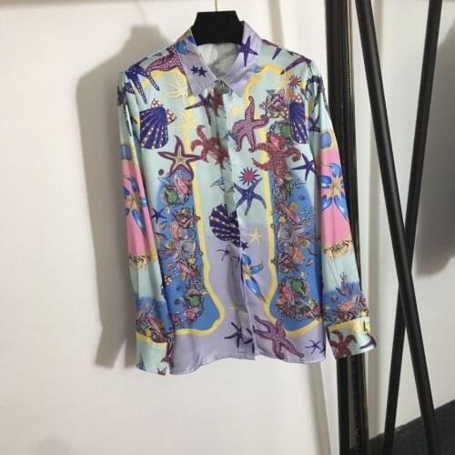 Spring Summer 2021 Fashion print womens Shirts Holiday Style long sleeves Blouses Top B171