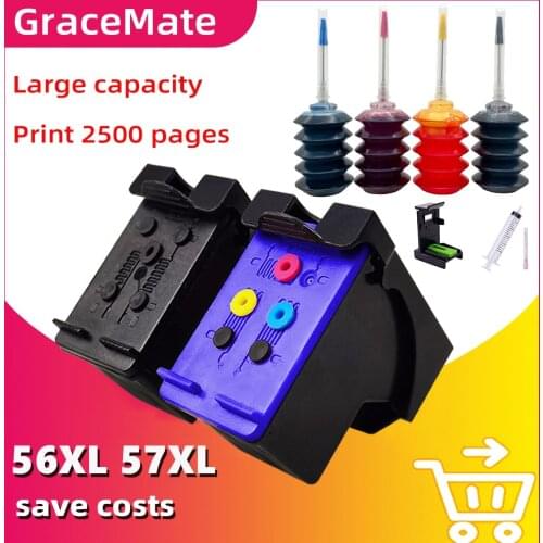 GraceMate 56 57 Xl Ink Cartridge Replacementfor Hp56 57 C6656a for Hp Deskjet F4180 5150 450CI 5550 5650 9650 PSC 1315 2110
