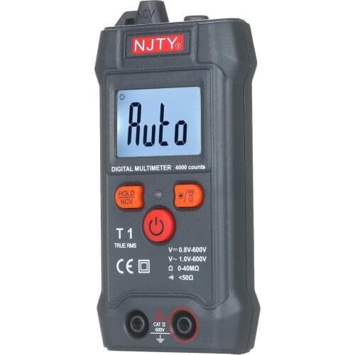 NJTY T1 Mini Digital Multimeter 4000 Counts Auto Ranging TRMS AC/DC Voltage resistance NCV with Backlight+flashlight Multi metro