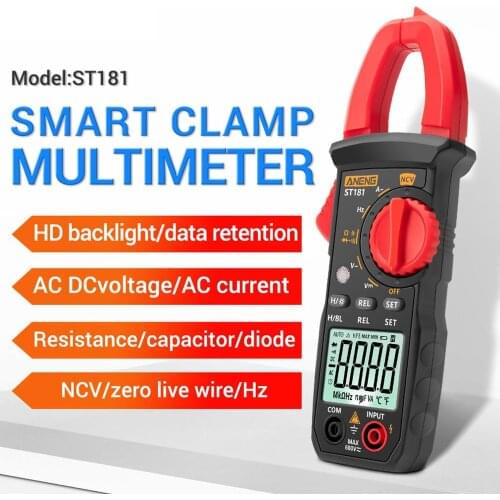 ST181 Digital Clamp Meter DC/AC Current 4000 Counts Multimeter Ammeter Voltage Tester Car Amp Hz Capacitance NCV Ohm Test