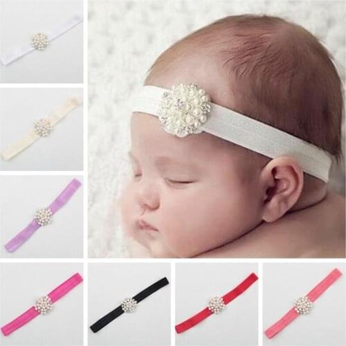 Naturalwell New Princess Pearl Headband Baby Girl Newborn Crystal Photo Prop Hairband Kids Christening Hair Accessories HB006