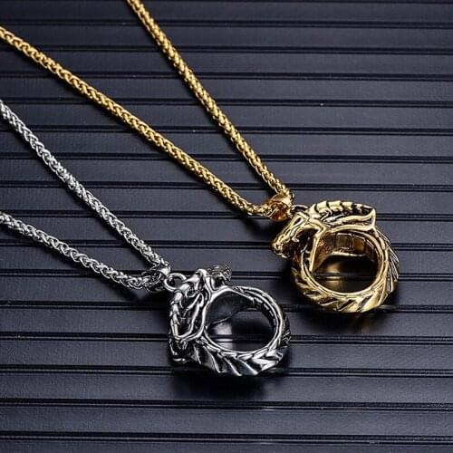 Rattlesnake Design Pendant Jewelry Top Quality Titanium Steel Necklace Amulet Gift for Men
