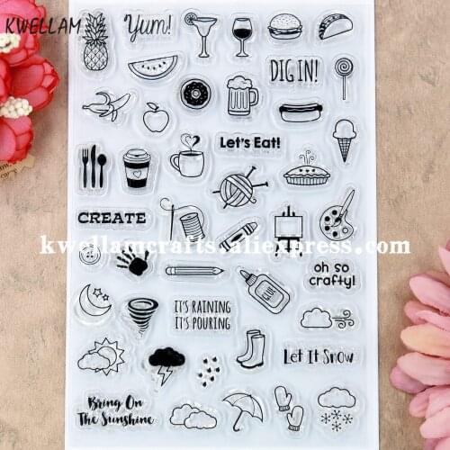Life Icon Burger Cake Coffee Fruit Create Scrapbook photo cards rubber stamp clear stamp transparent stamp 10x15cm KW9042305