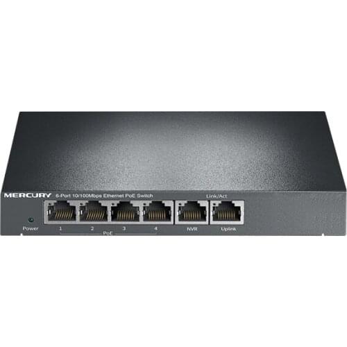 6 ports 4 poe 65W 100Mbps switch IEEE802.3af/at PoE suit for all kind of poe camera or AP, NVR Network Switches Plug&Play S106PL