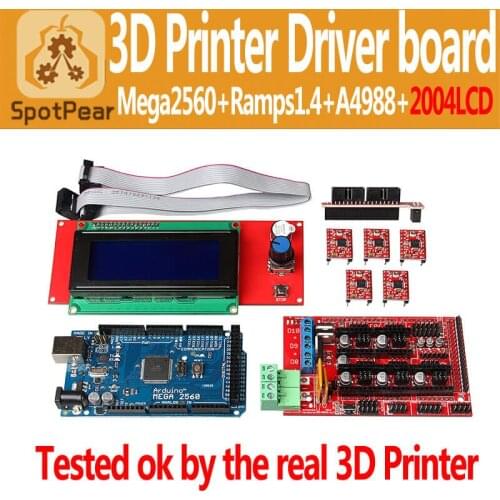 3D printer Prusa i3 driver board kit, MEGA2560 R3,RAMPS1.4,A4988 driver board,2004LCD