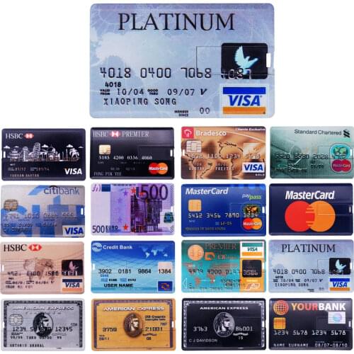 Credit Card Master Visa Cards HSBC American Express USB Flash Drive Pen 64GB 32GB Usb Pendrive Memory Sticks 128GB Real Capacity