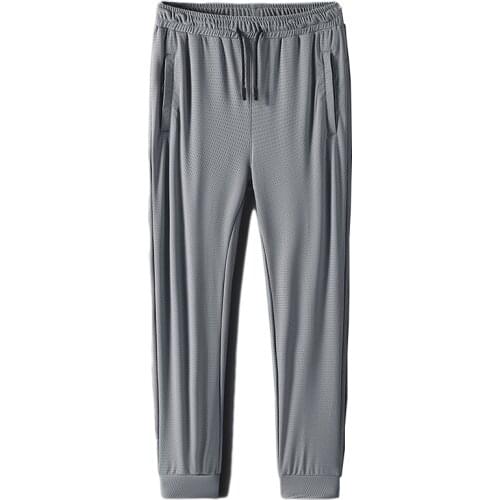 Summer Men Thin Sweatpants Mens Joggers Casual Breathable Trousers Man Sportswear Fitness Tracksuit Male Skinny Black Pants