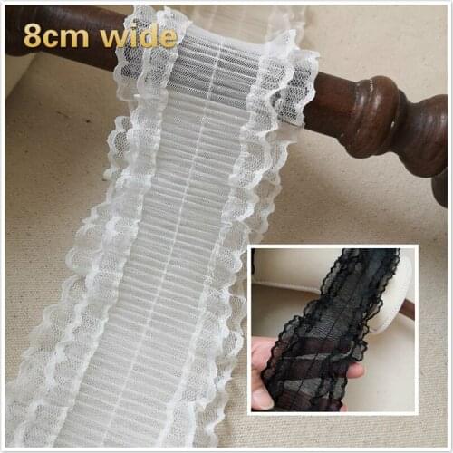 Fashion Double-layer Tulle Center Wrinkle Stretch Lace Ribbon DIY Wedding Dress Childrens Clothing Crib Sewing New Accessories