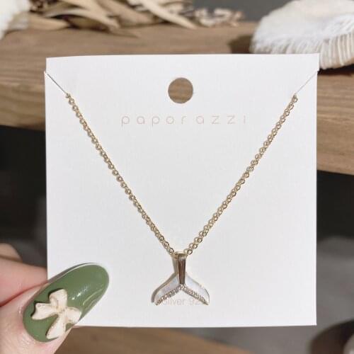 Fashion Gold-Plated Necklace Womens Micro Inlaid Zircon Shell Fishtail Clavicle Chain Retro Ins