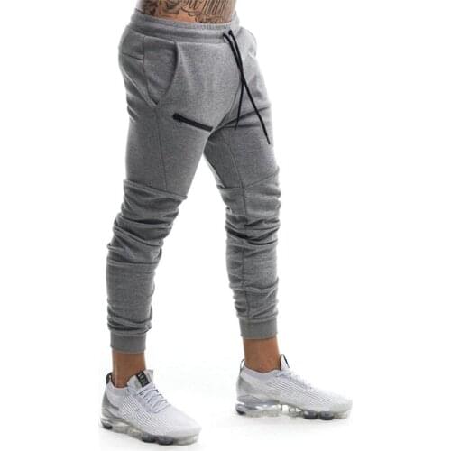Men Zipper design Pants Fitness Casual Elastic Pants Bodybuilding Clothing Casual Fashion Skinny Track Pants Joggers Pants