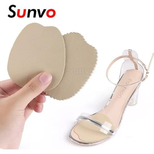 Sunvo Anti-Slip Cow Leather Insoles Stickers for Women High Heels Sandals Cushion Foot Self-adhesive Patch Non-slip Forefoot Pad