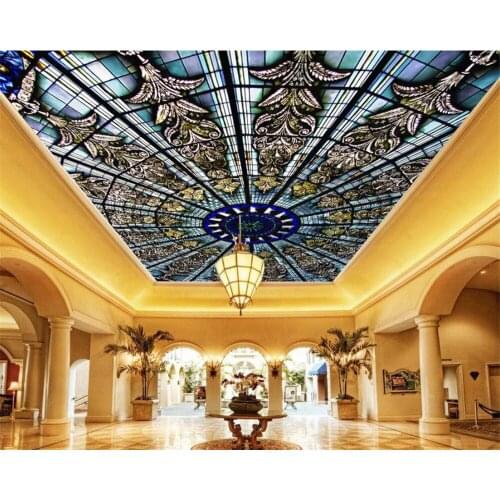 Beibehang Custom wallpaper home decoration murals European Style Blue flowers ceiling ceiling painting 3d wallpaper photo tapeta