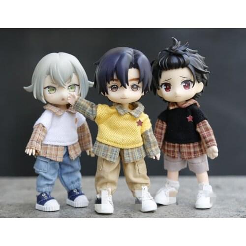 BJD doll clothes suitable for GSC YMY Molly literary plaid fake two-piece tops doll accessories