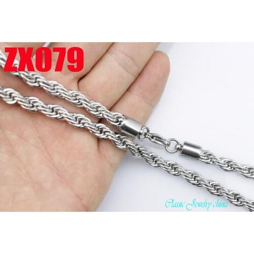 500mm-750mm length 6mm twist chain stainless steel necklace mans lady fashion punk jewelry 10pcs ZX079