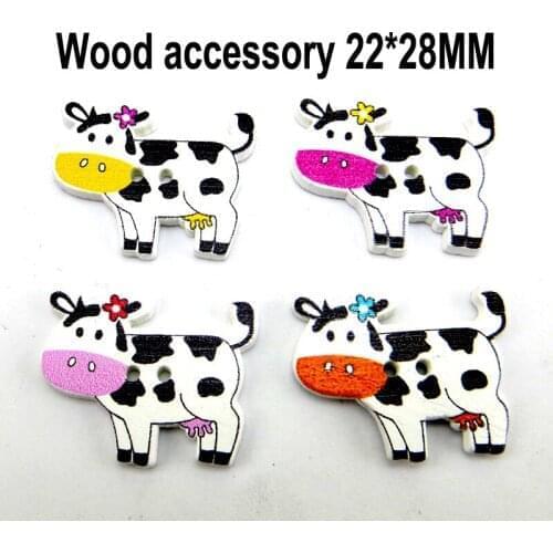 50pcs Bag Buttons Garment Patterns Cartoons Wood Sewing Love Button Cup Decoration Scrapbook Charms WCF-483