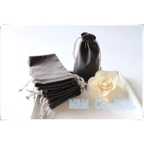 Grey Velvet bag 9*12CM Jewellry gift bags free shipping
