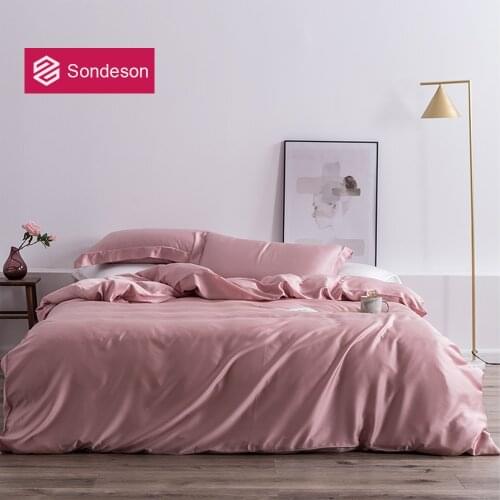 Sondeson Luxury 100% Pure Silk Pink Bedding Set Best For Skin Queen King Duvet Cover Set Flat Sheet Pillowcase Bed Set For Sleep