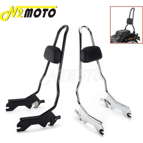 Black/Chrome 20" Tall Holdfast Sissy Bar Backrest For Harley Softail Slim FLSL Street Bob FXBB Standard Deluxe Heritage Classic