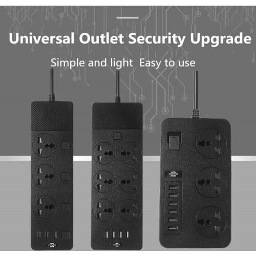 Power Strip EU/UK/US Plug Universal Outlet 2M Cord Extension Electrical Socket Surge Protection Independent Control Switches