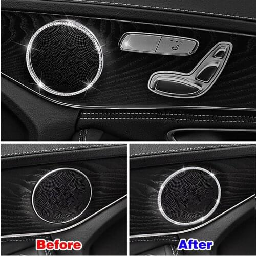 For Mercedes Benz E W213 E200 E220 E250 Inner Door Speaker Audio Ring Cover Sound Frame Refit Crystal Diamond Decal Ring Trim