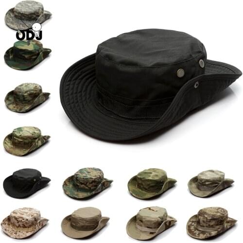 Camouflage Tactical Cap Military Boonie Hat US Army Caps Camo Men Outdoor Sports Sun Bucket Cap Fishing Hiking Hunting Hats 60CM