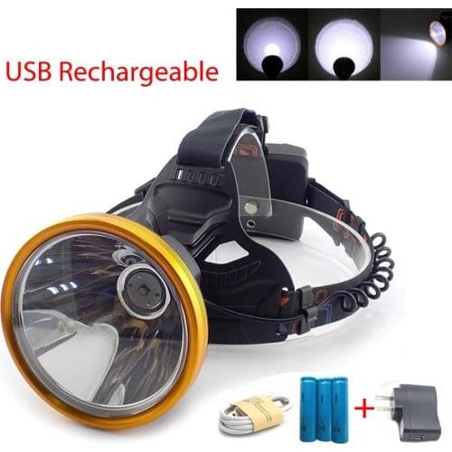 Miners frontal High power T6 LED headlight headlamp Flashlight USB port rechargeable Torches fishing camping hoofdlamp s1