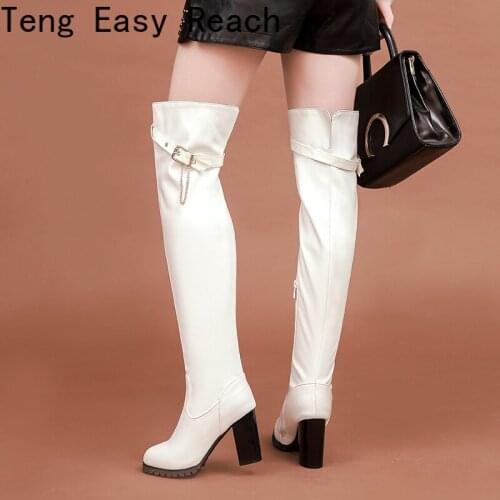 2022 Winter Women Over The Knee High Boots Women Skidproof Sole Cosy Chunky Heels Fashion Stylish Leisure Cool Long Boots 33-46