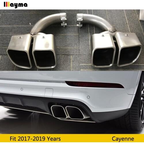 Square Tail Exhaust Tips Muffler Pipe For Porsche New Cayenne 2018 2019 year Cayenne Turbo Stainless Steel mufflers 1 pair