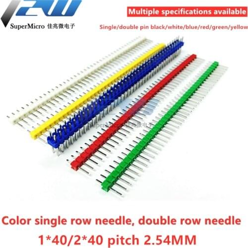 10pcs 40-pin 1x40/2x40 single/double row male 2.54 split-pin color connector 40-pin plug row for Arduin o