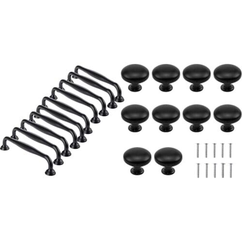 10 Pcs Black Kitchen Cabinet Door Handles & 10 PCS Black Drawer Furniture Knob